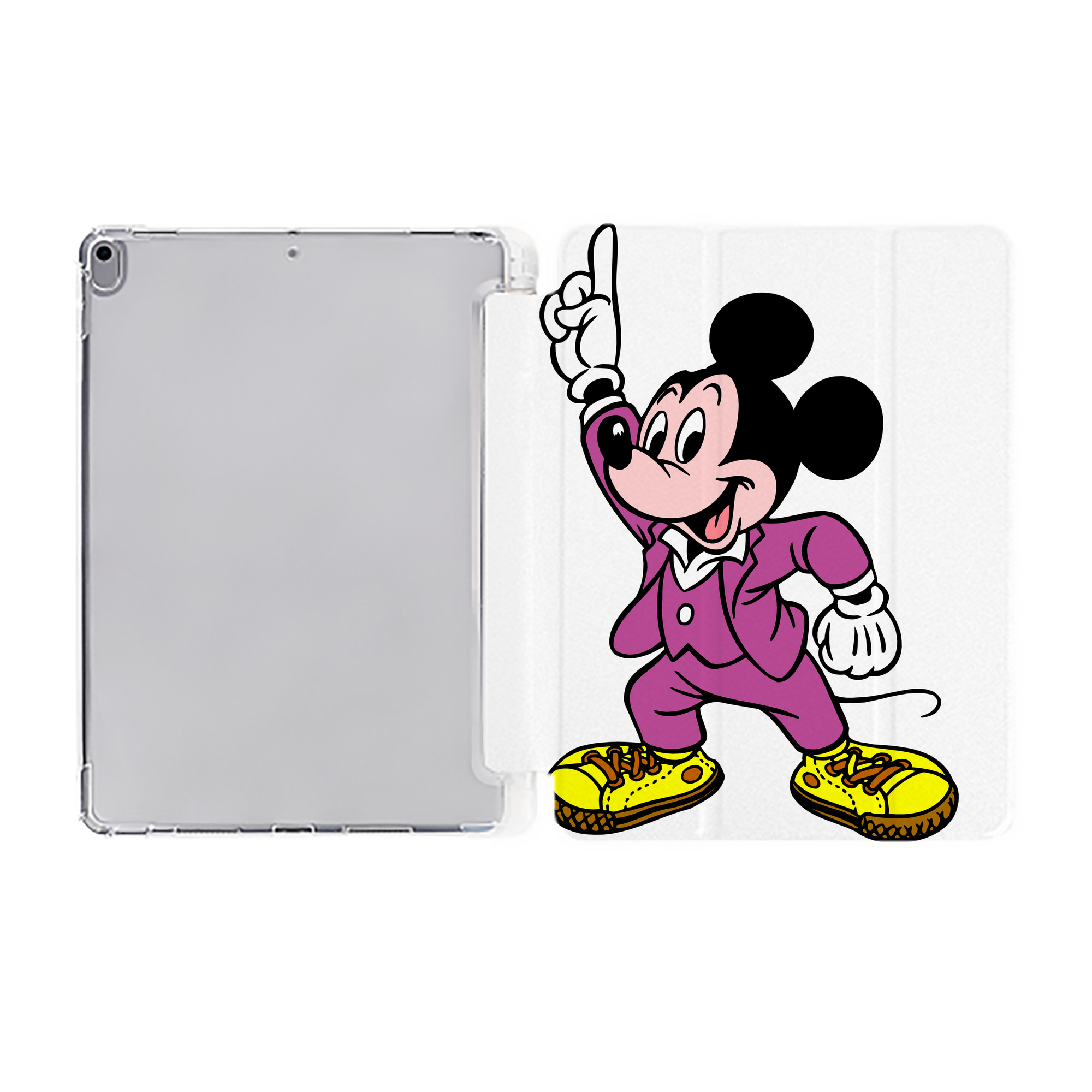 （画像用） ミッキーマウス Mickey Mouse IPad ケース ペン収納付き 三つ折りスタンド PUレザー×シリコン 対応機種9.5/10.5/10.9インチ